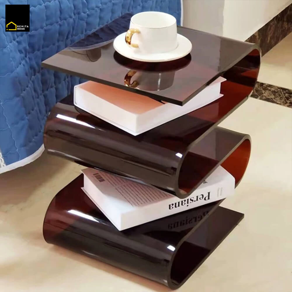 โต๊ะข้าง RENITA HOME รุ่น JERRY อะคริลิก สีน้ำตาล